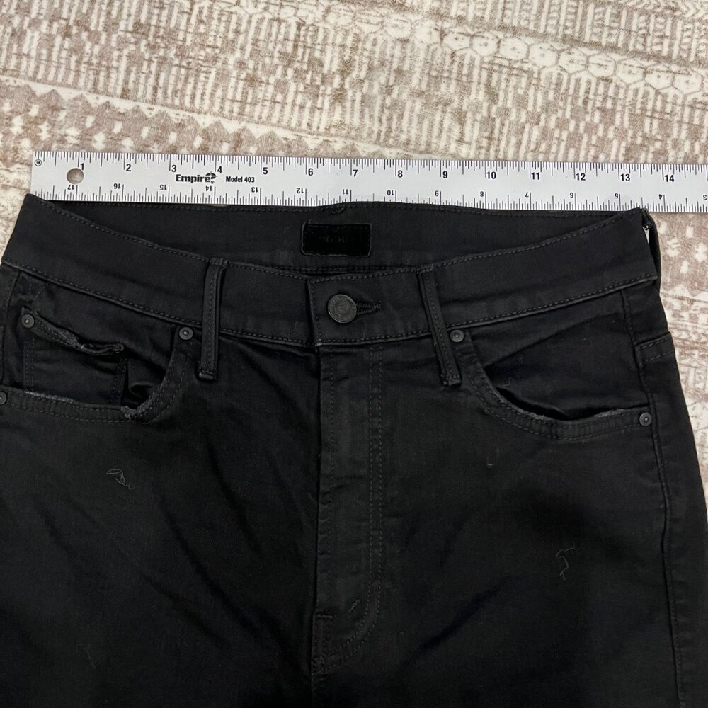 MOTHER The Insider Crop Step Fray Jeans Not Guilty Black Wash Size 27 - Picture 6 of 11